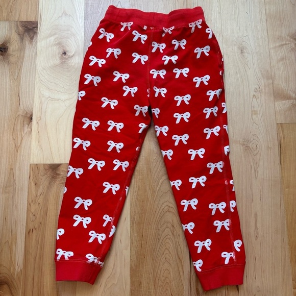 Hanna Andersson French Terry Red & White Bow Print Sweatpant Joggers - Picture 7 of 11